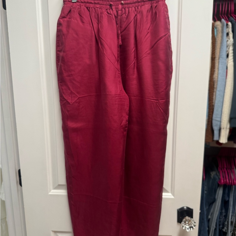 Vintage FUDA International 100% Silk Track Suit Jacket/Pants Med Burgundy  NWOT - Picture 13 of 16